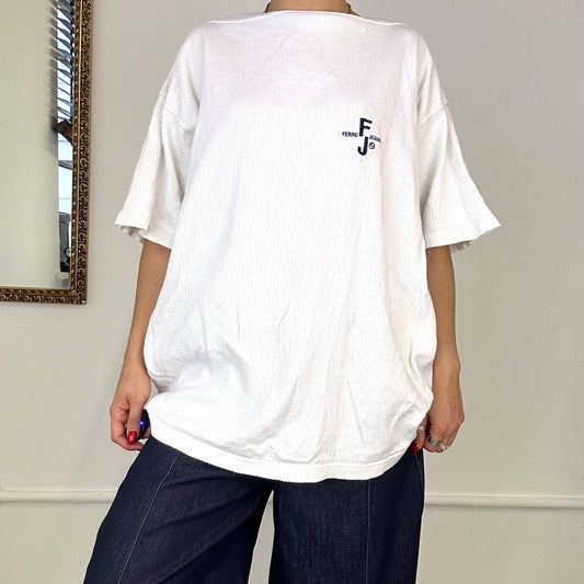 vintage ferre oversized white ribbed t-shirt