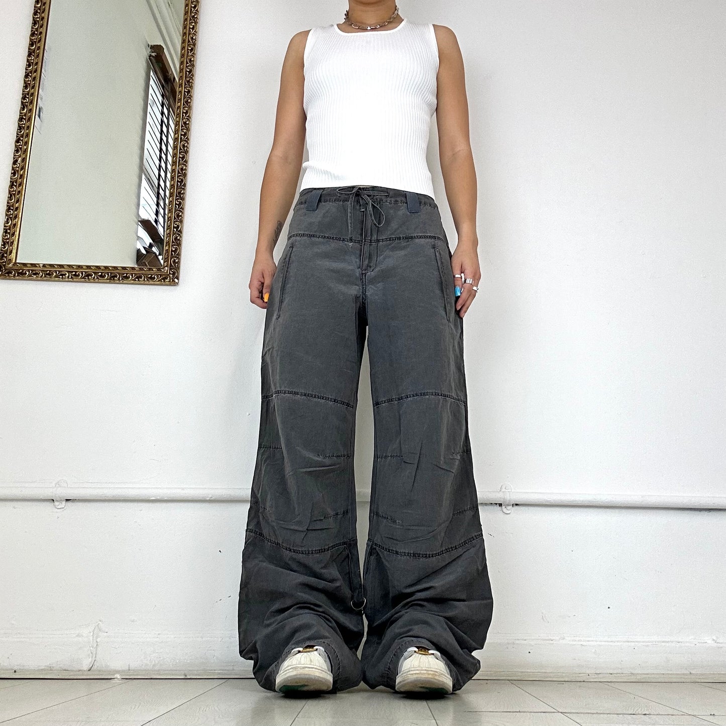 charcoal grey baggy deadstock cargo trousers by only