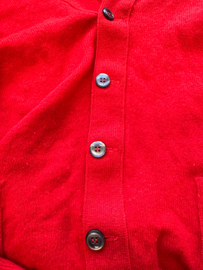 vintage red burberry wool cardigan