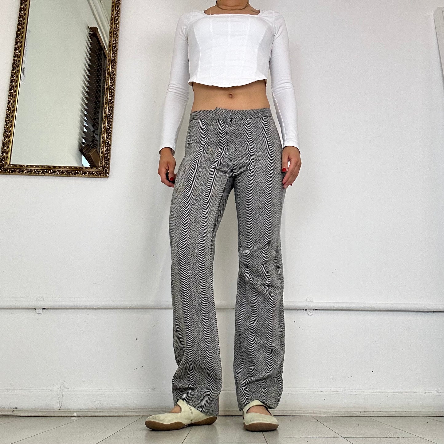 vintage versus by versace straight leg wool trousers