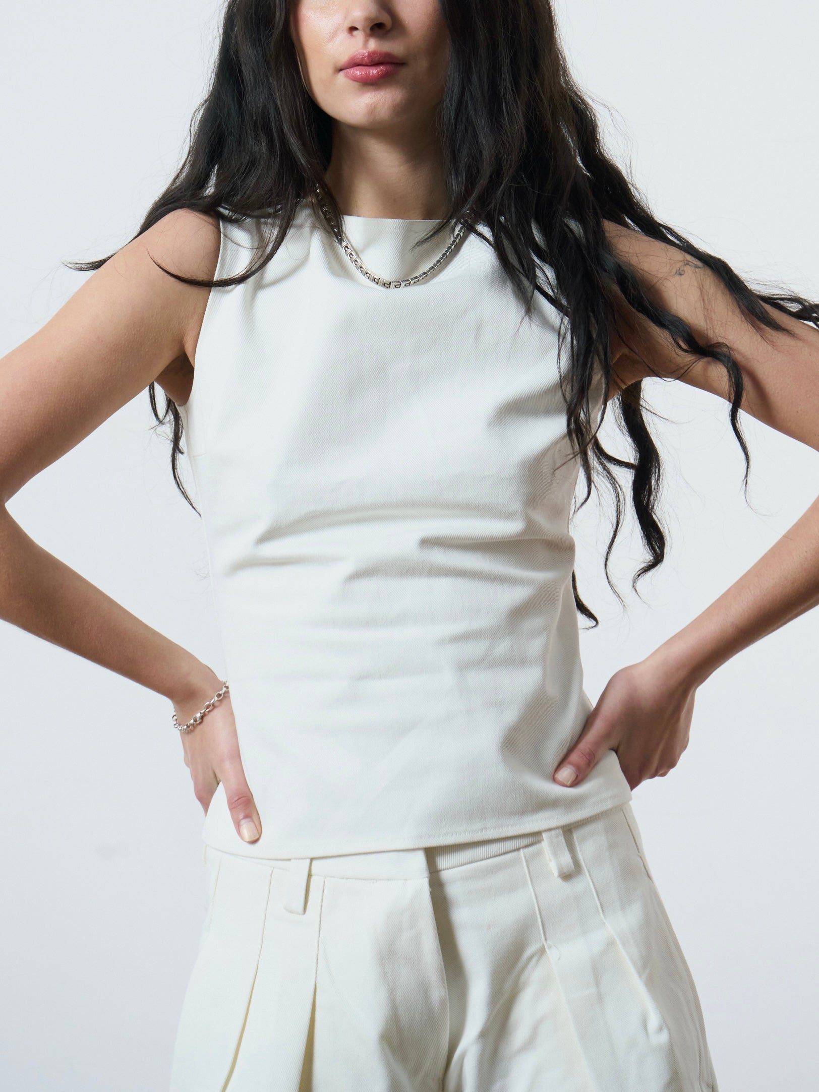 charlie top - white denim