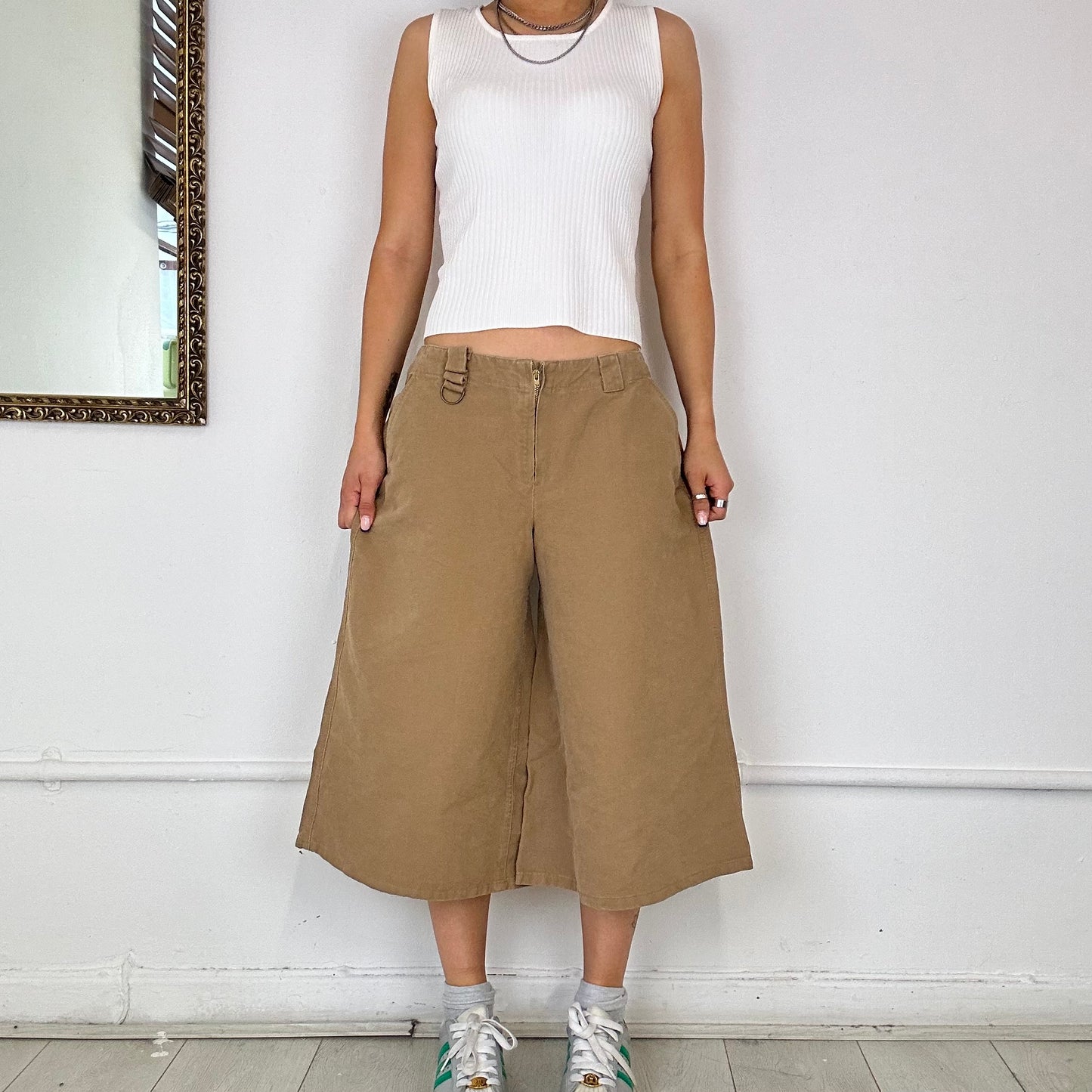 brown baggy wide leg shorts