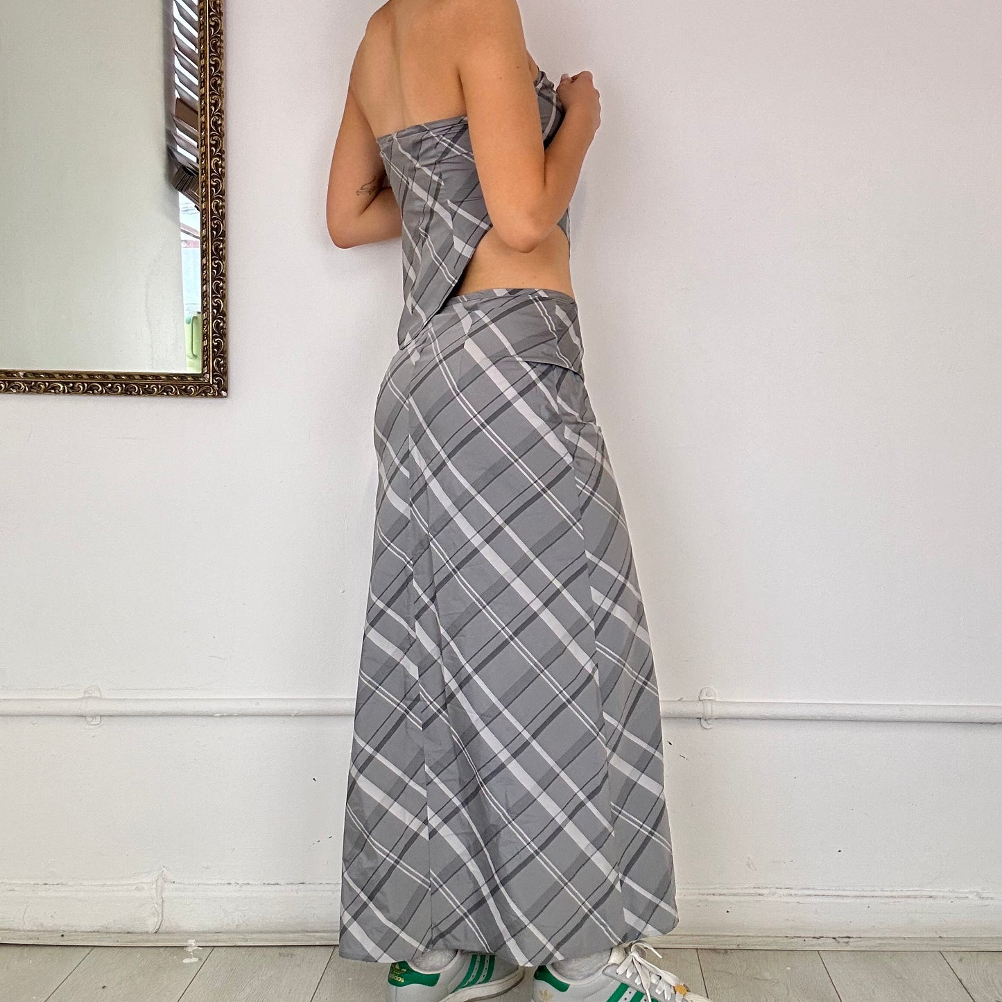 90s co-ord grey checkered set