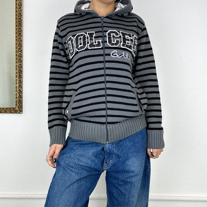 dolce & gabbana zip up knitted hoodie