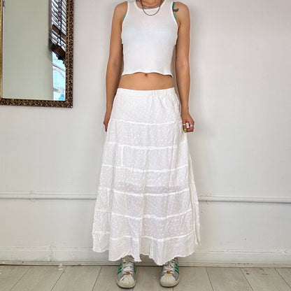 00’s white tiered maxi skirt