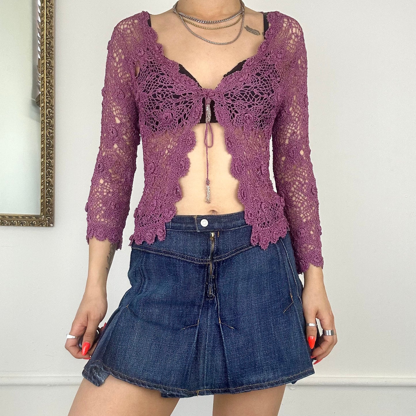 00's tie crochet top