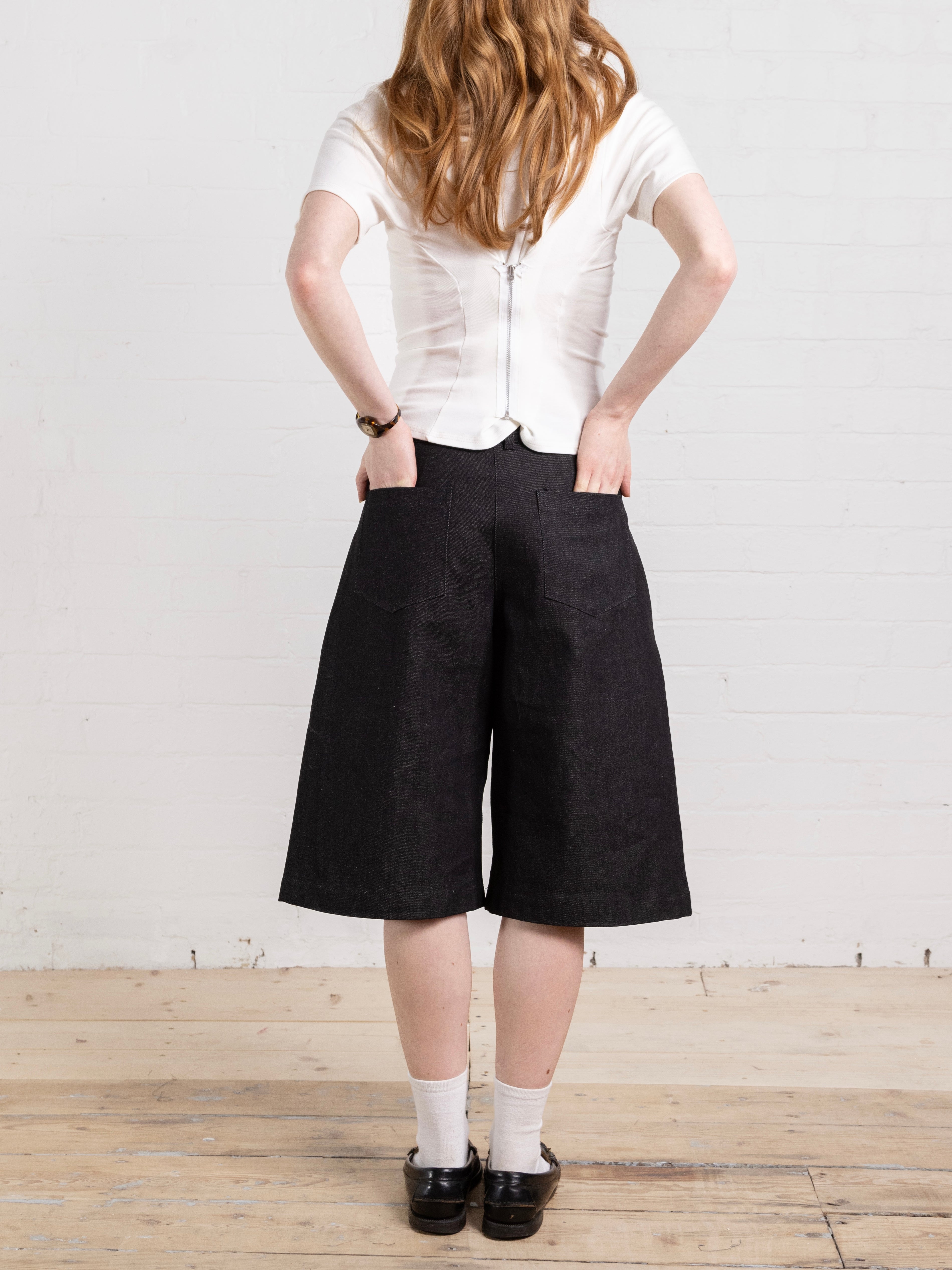 parker short - dark grey denim