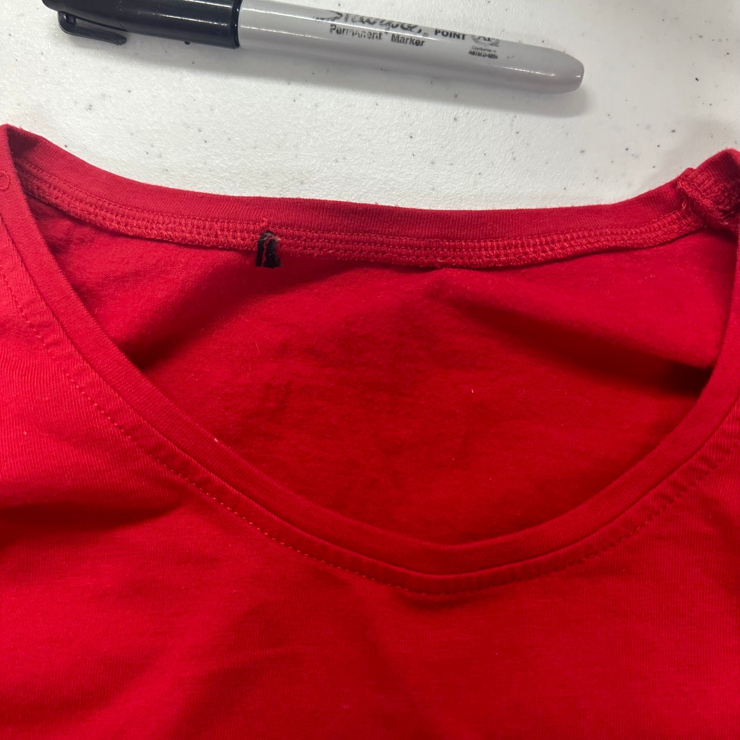 calvin klein jeans long sleeve red top