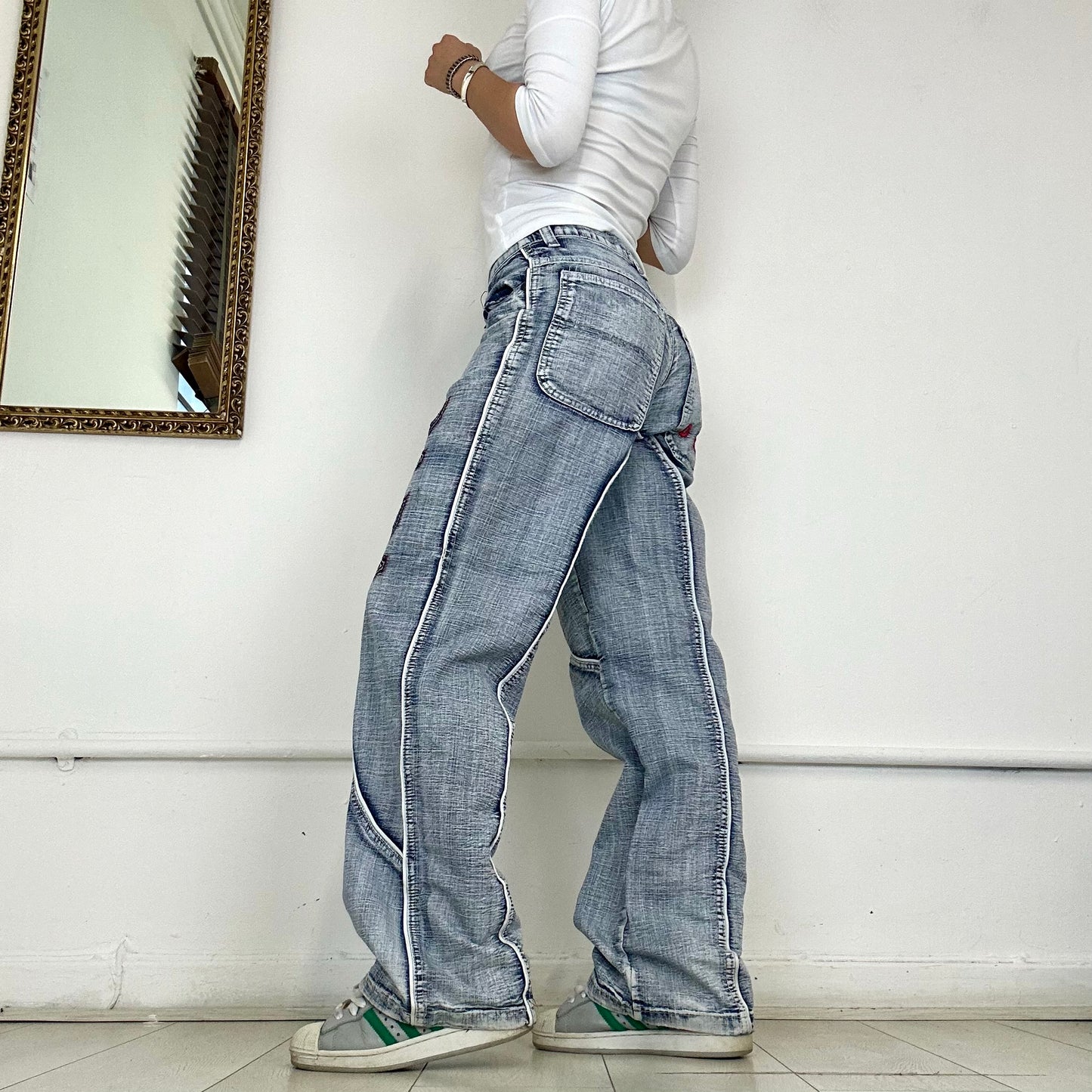 2000's bleach wash cargo jeans