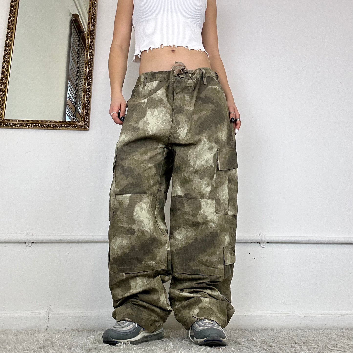 abstract camo cargo trousers