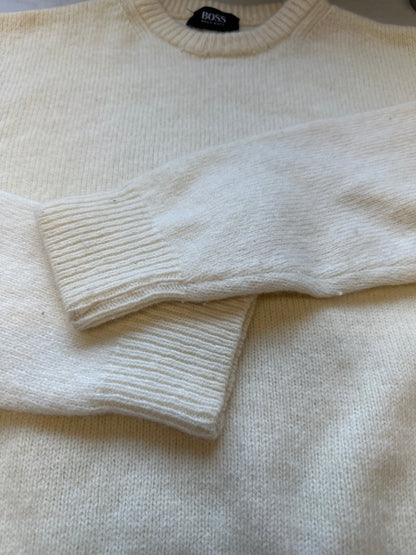 vintage cream hugo boss knit jumper