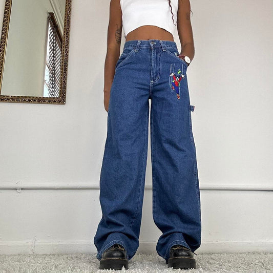 90's embroidered baggy jeans