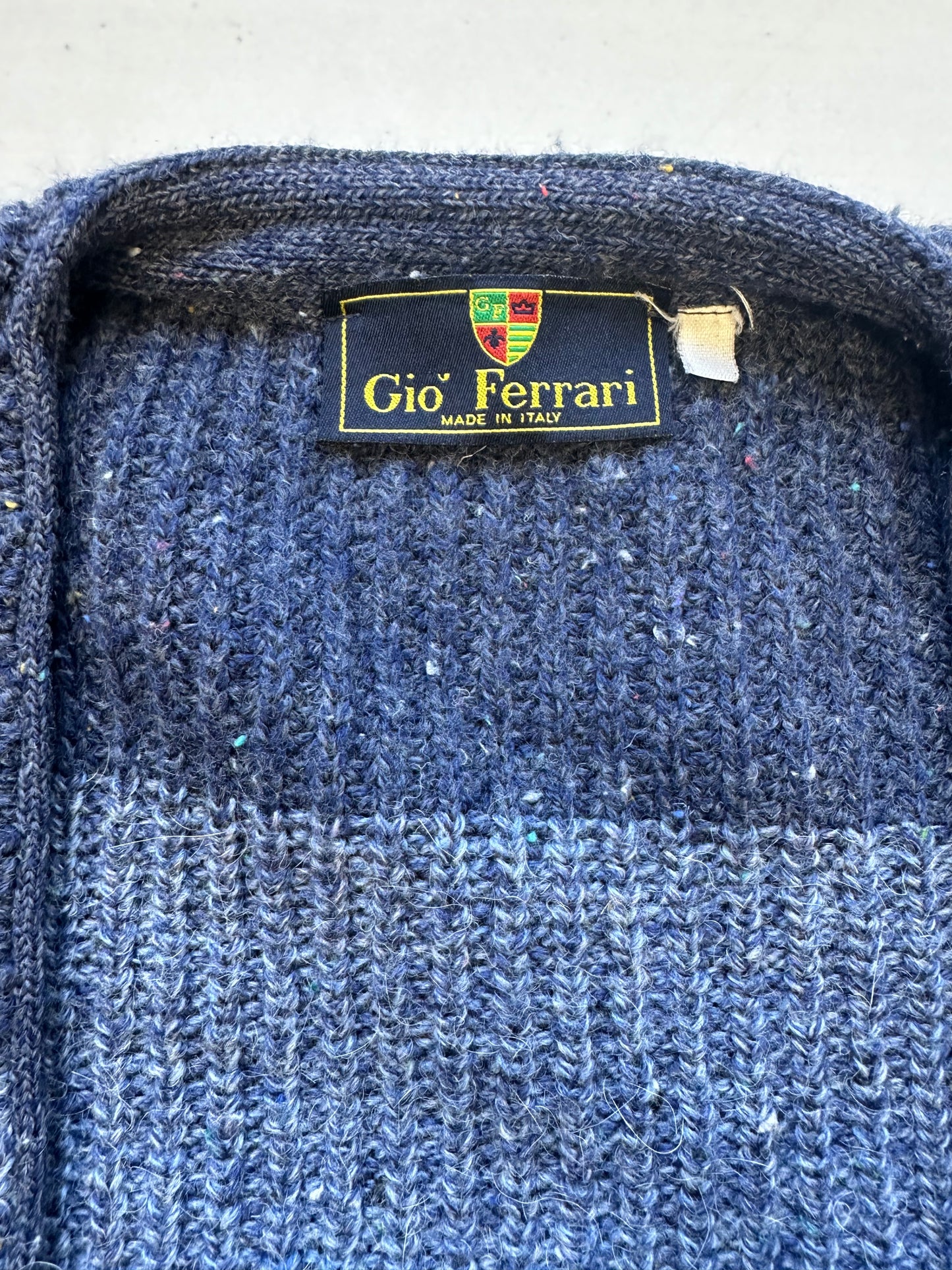 vintage gio ferrari blue striped knitted wool cardigan