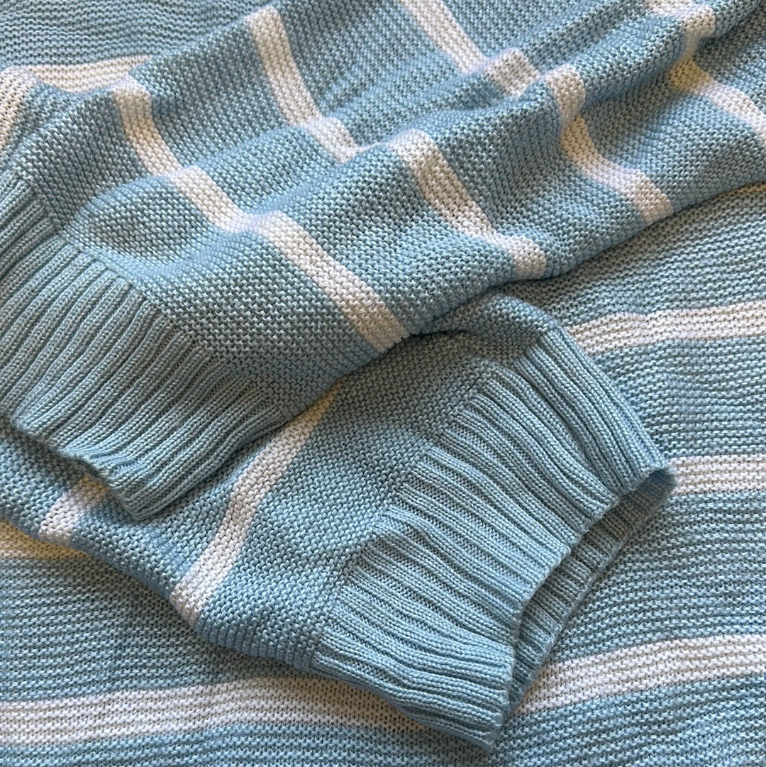 vintage baby blue striped lacoste knitted jumper