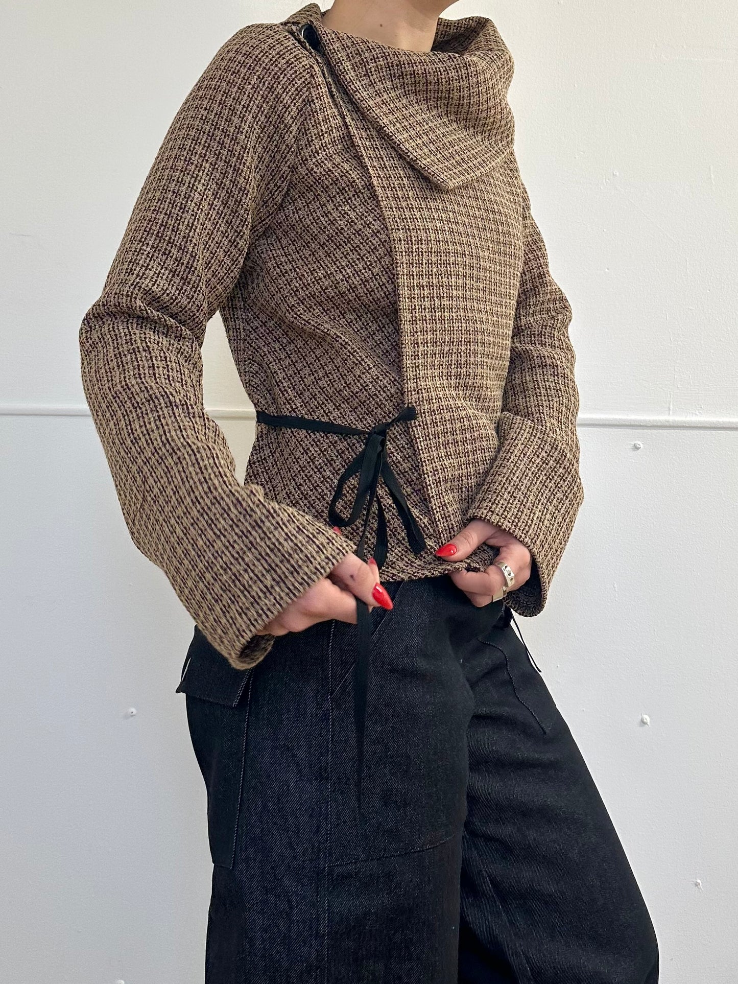 the felix cardigan in brown check