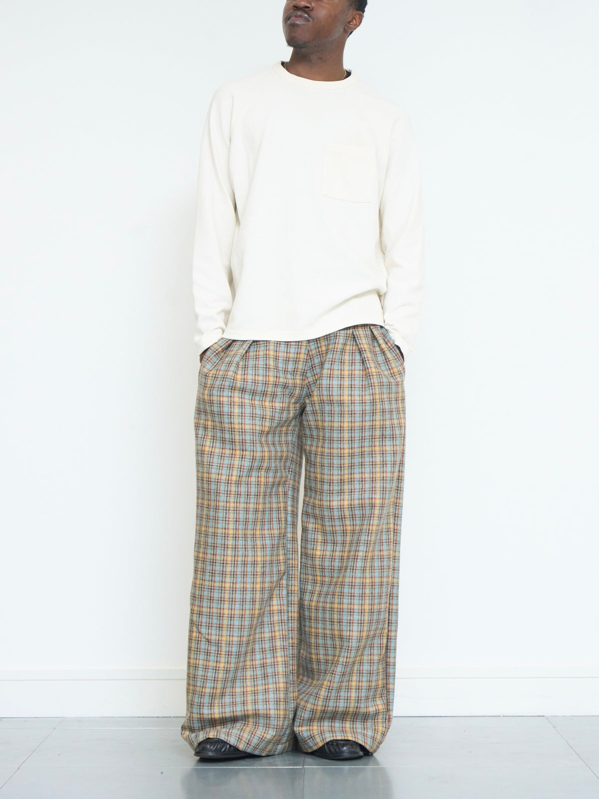 parker trouser - sandstone plaid wool