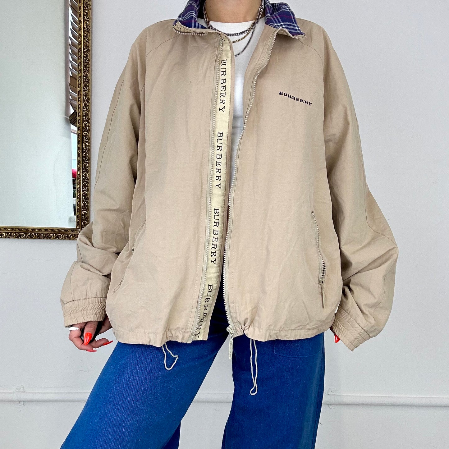 90’s burberry zip up jacket