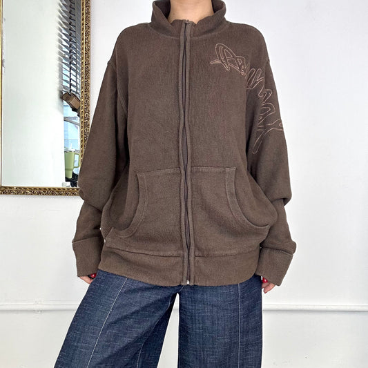 2000's animal zip up knit jumper