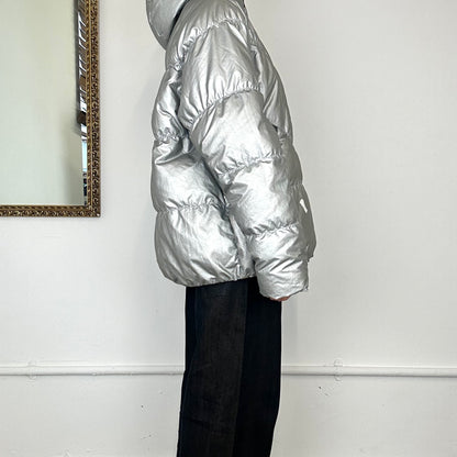 00's nike silver puffer coat