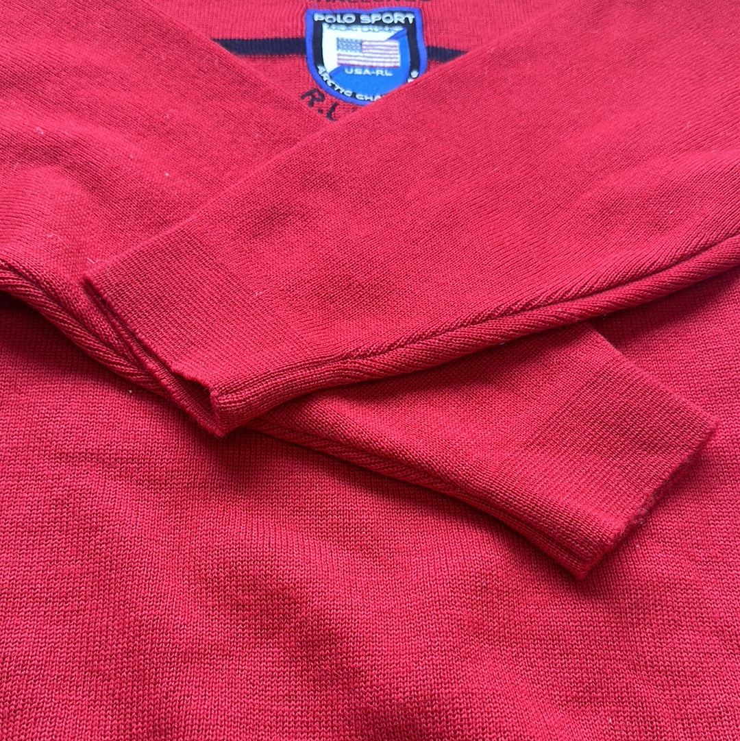 vintage red polo sport jumper