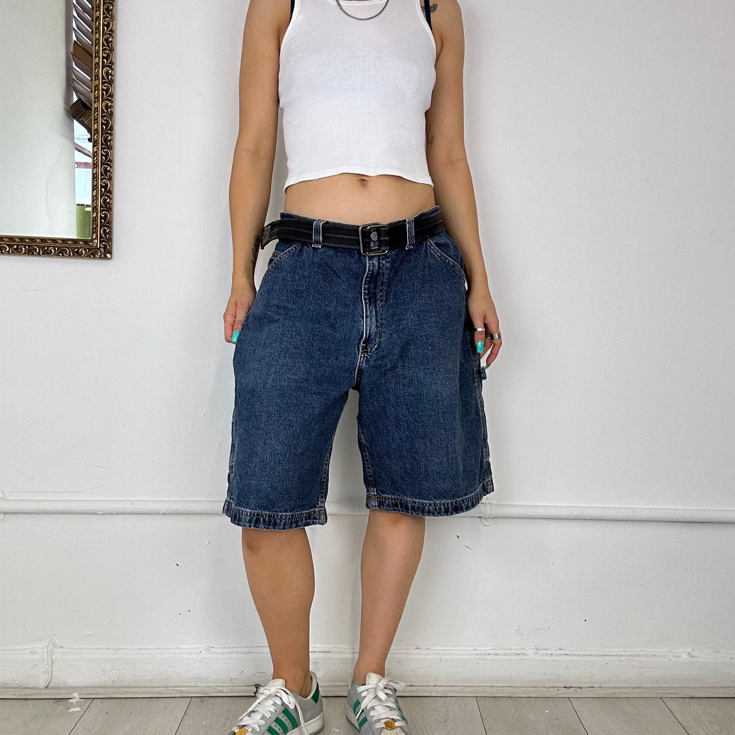 baggy cargo denim shorts