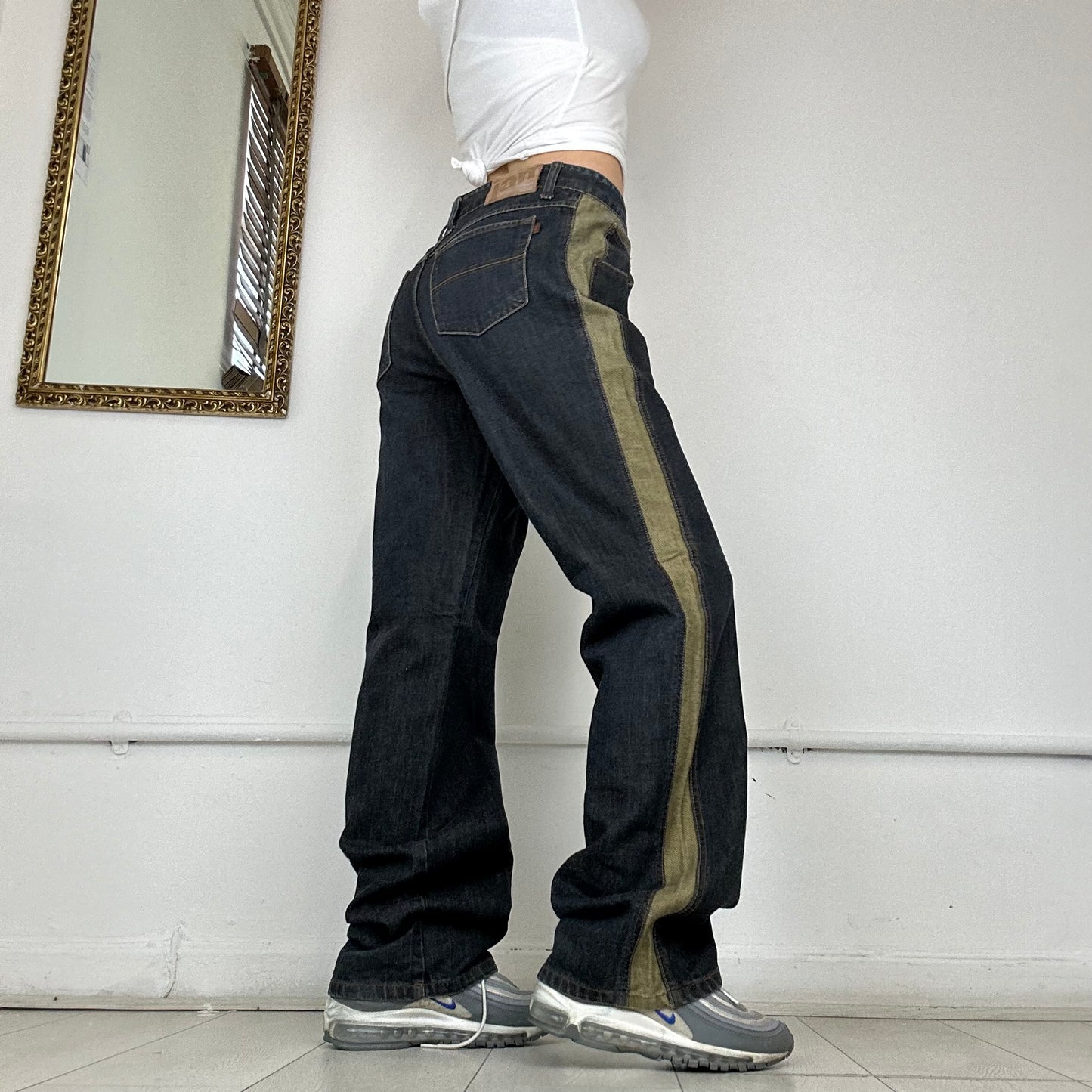 two tone denim baggy jeans