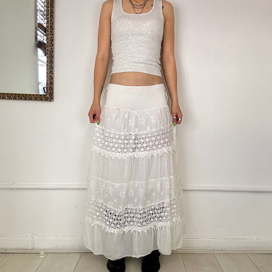 white broderie tiered skirt