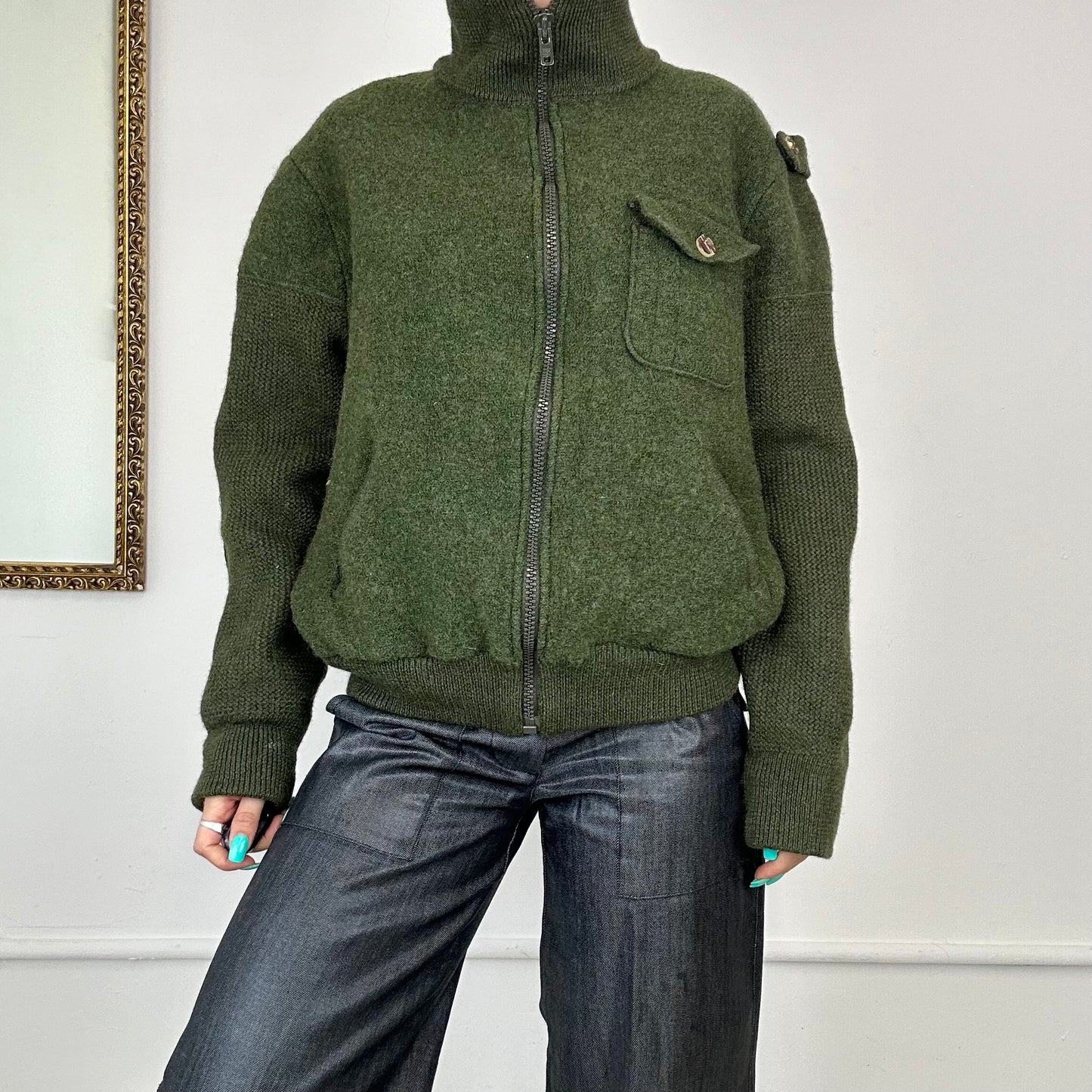 military style wool bomber jacket