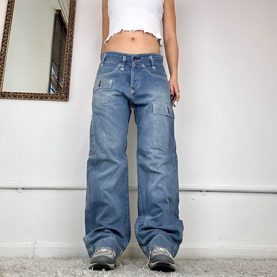 vintage wide leg cargo jeans