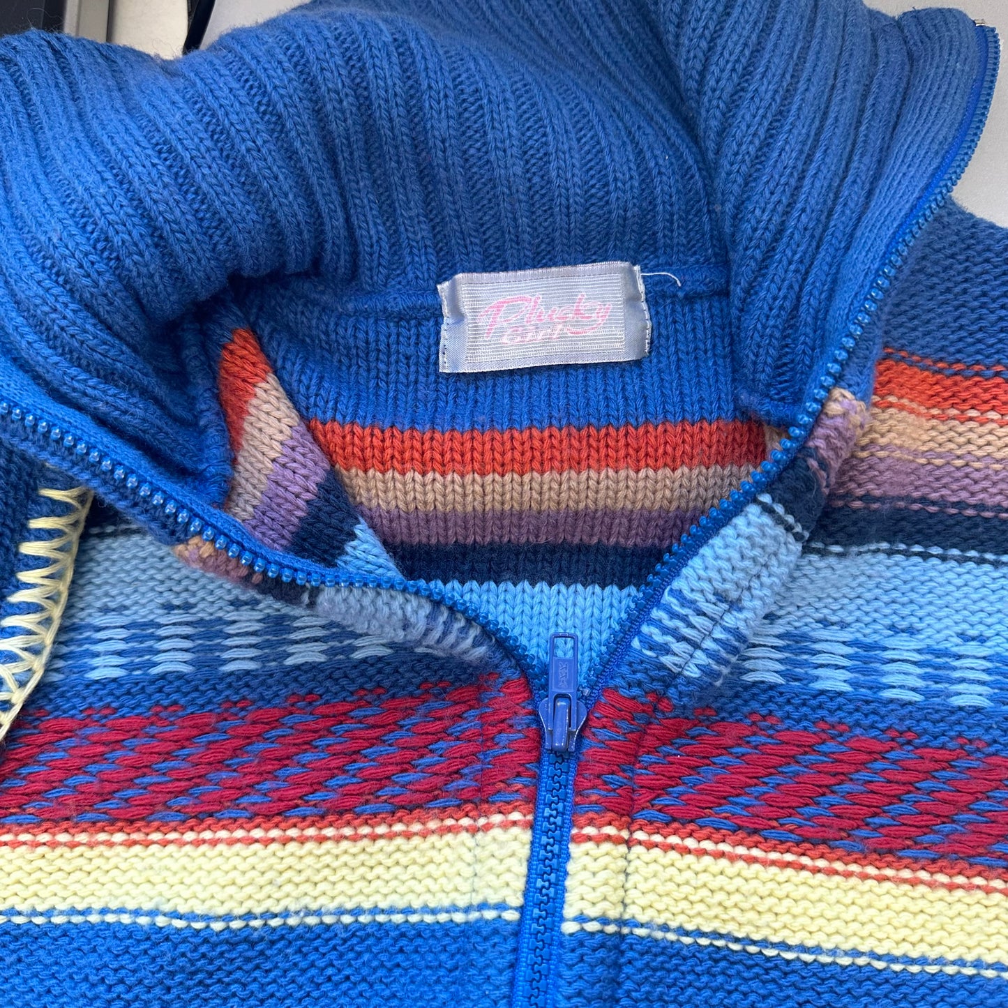 2000's colourful striped zip up jumper