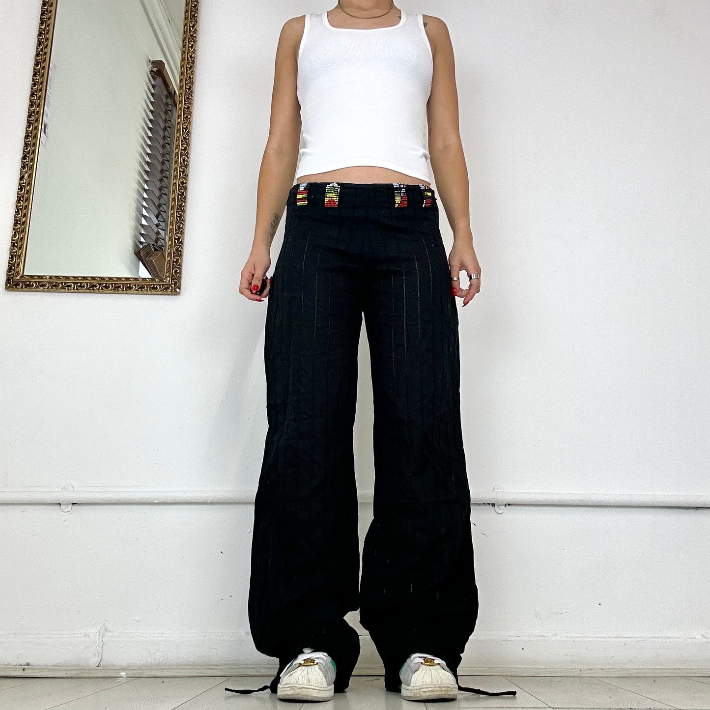 vintage miss sixty black cotton cargo trousers