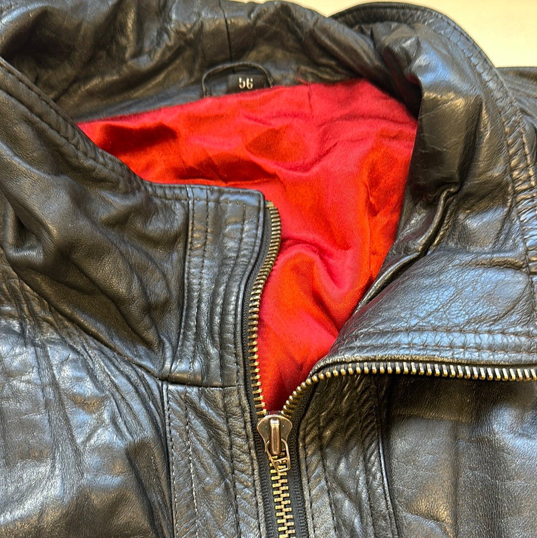 black bomber leather jacket