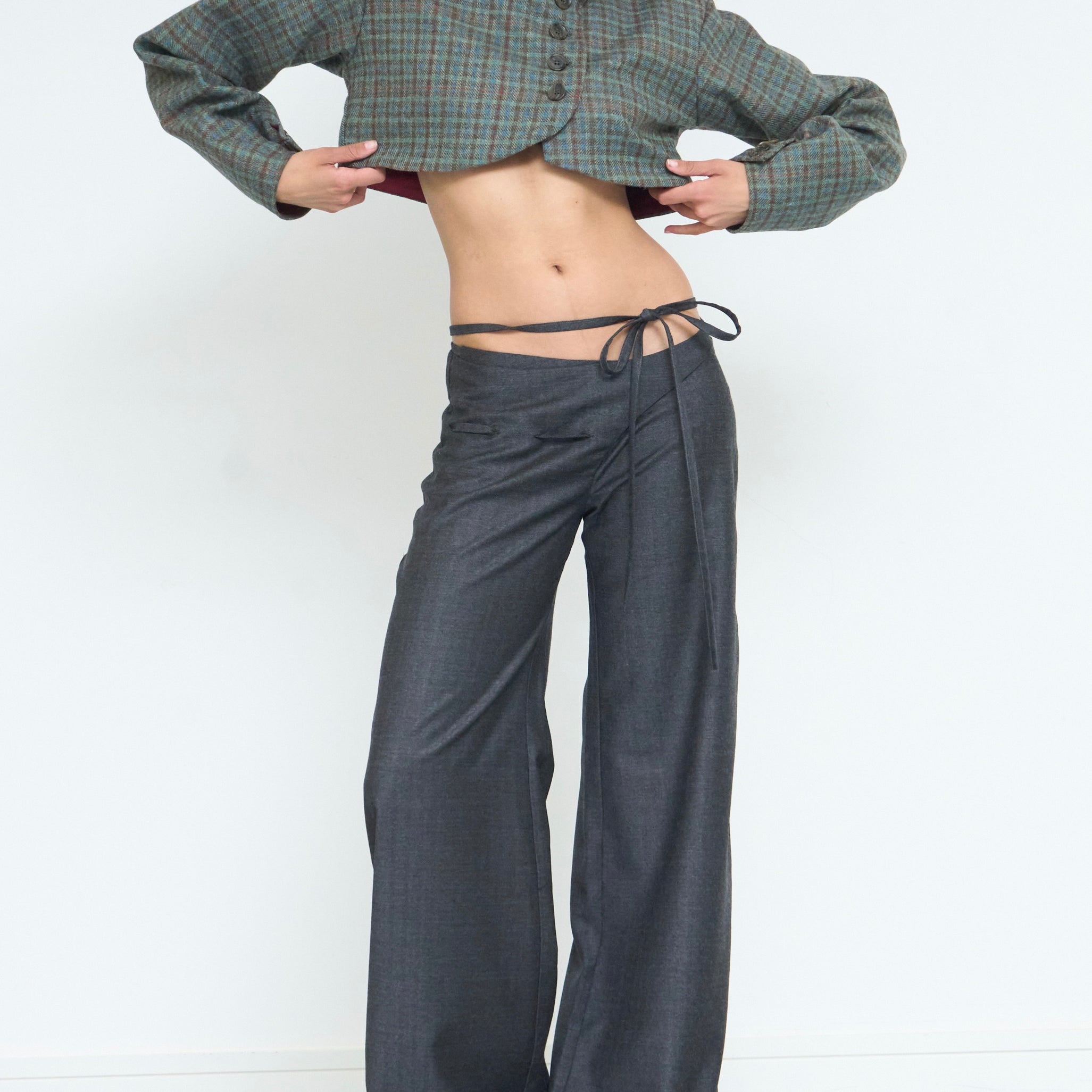 billie tie trouser - grey wool
