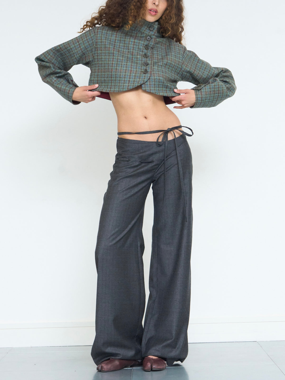 billie tie trouser - grey wool
