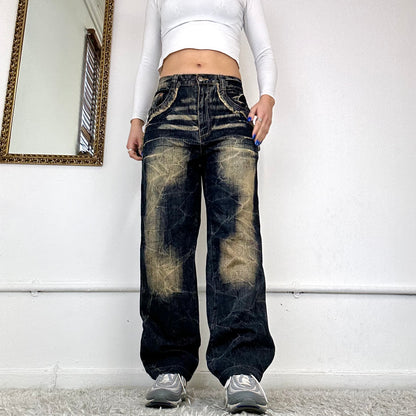 dark wash two tone jeans