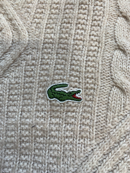 vintage lacoste cream cable knit jumper