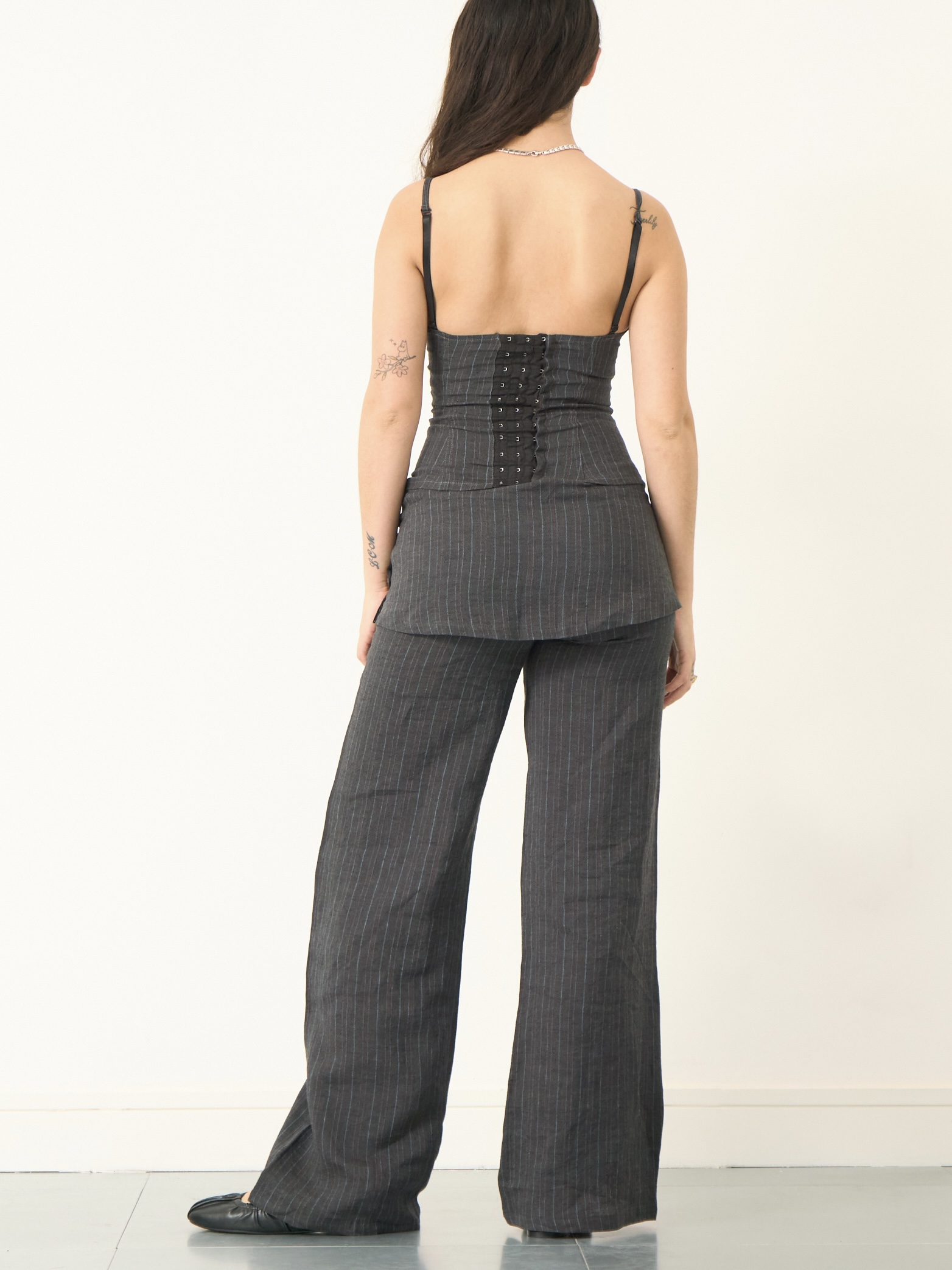 sienna top - pinstripe linen