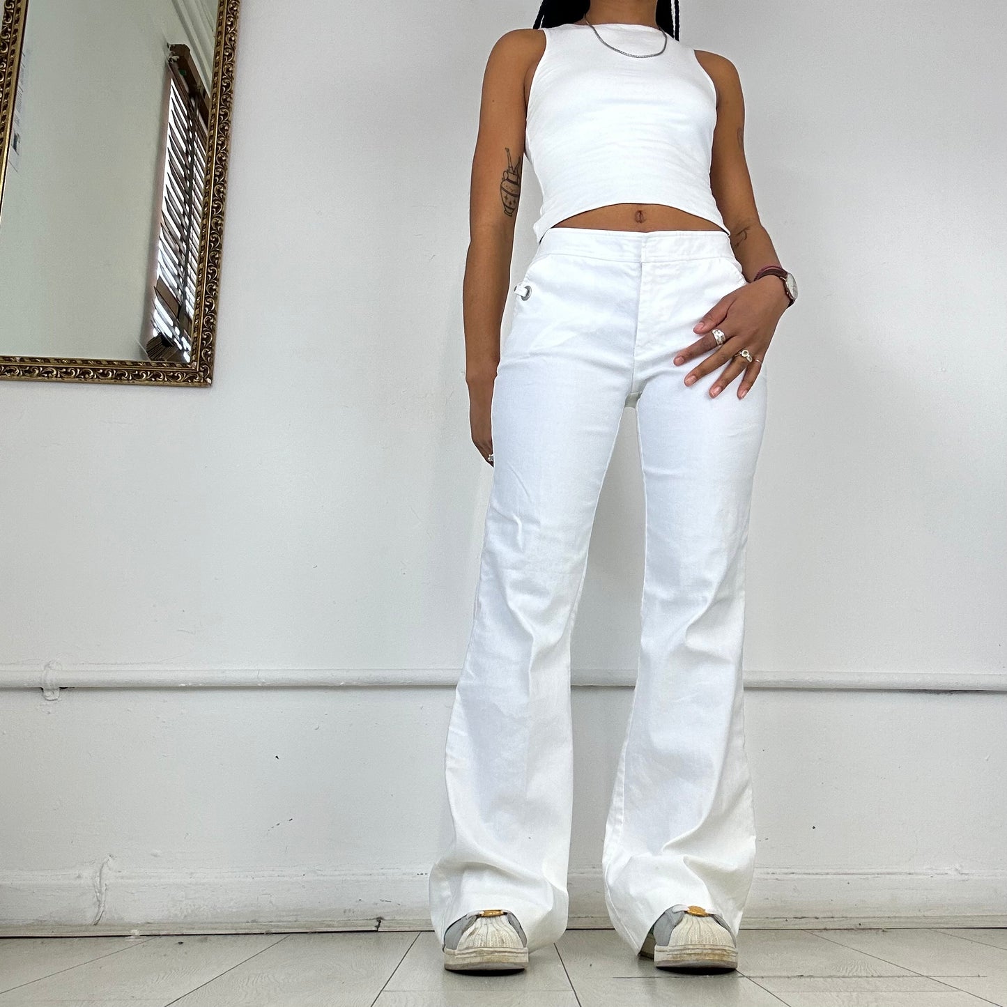 Mexx 90’s flared white trousers