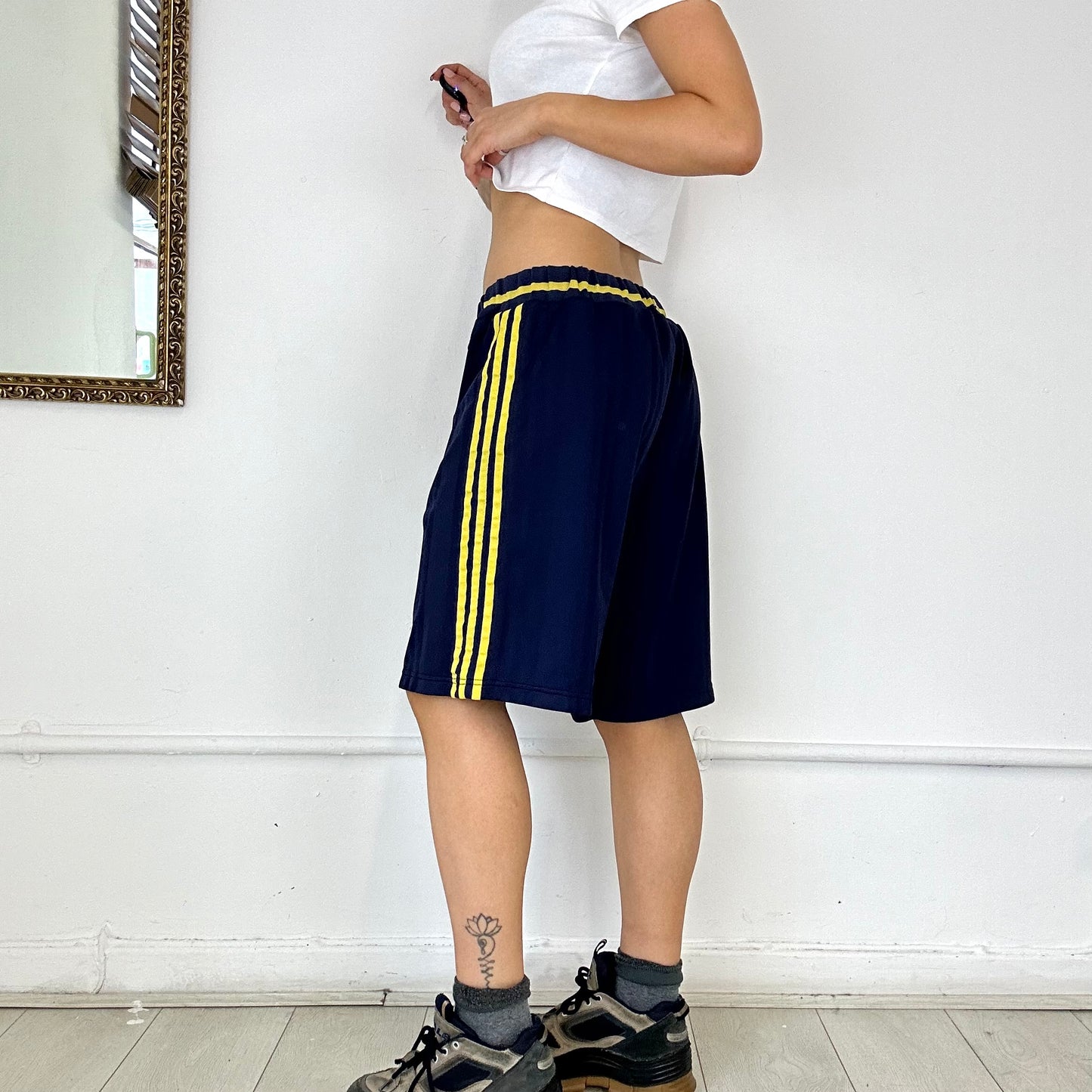 navy & yellow vintage adidas basketball shorts