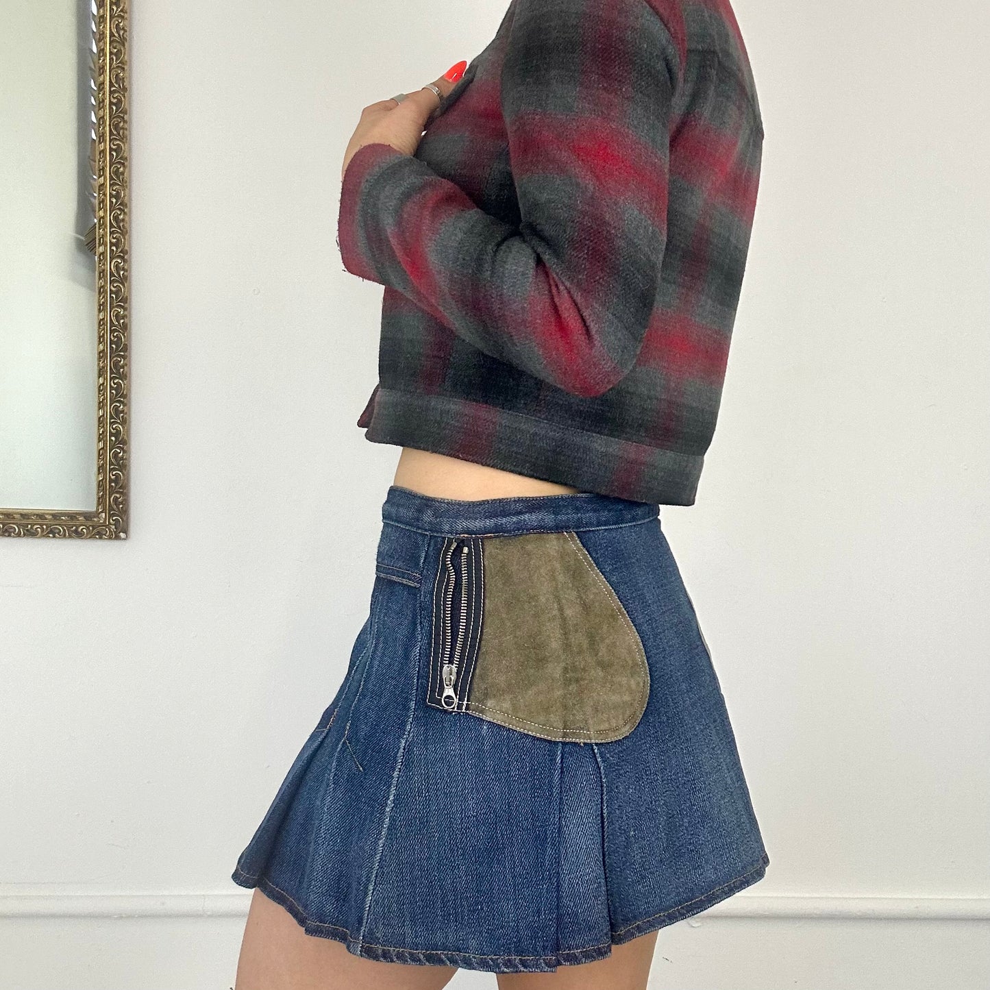 2000's cropped checkered jacket