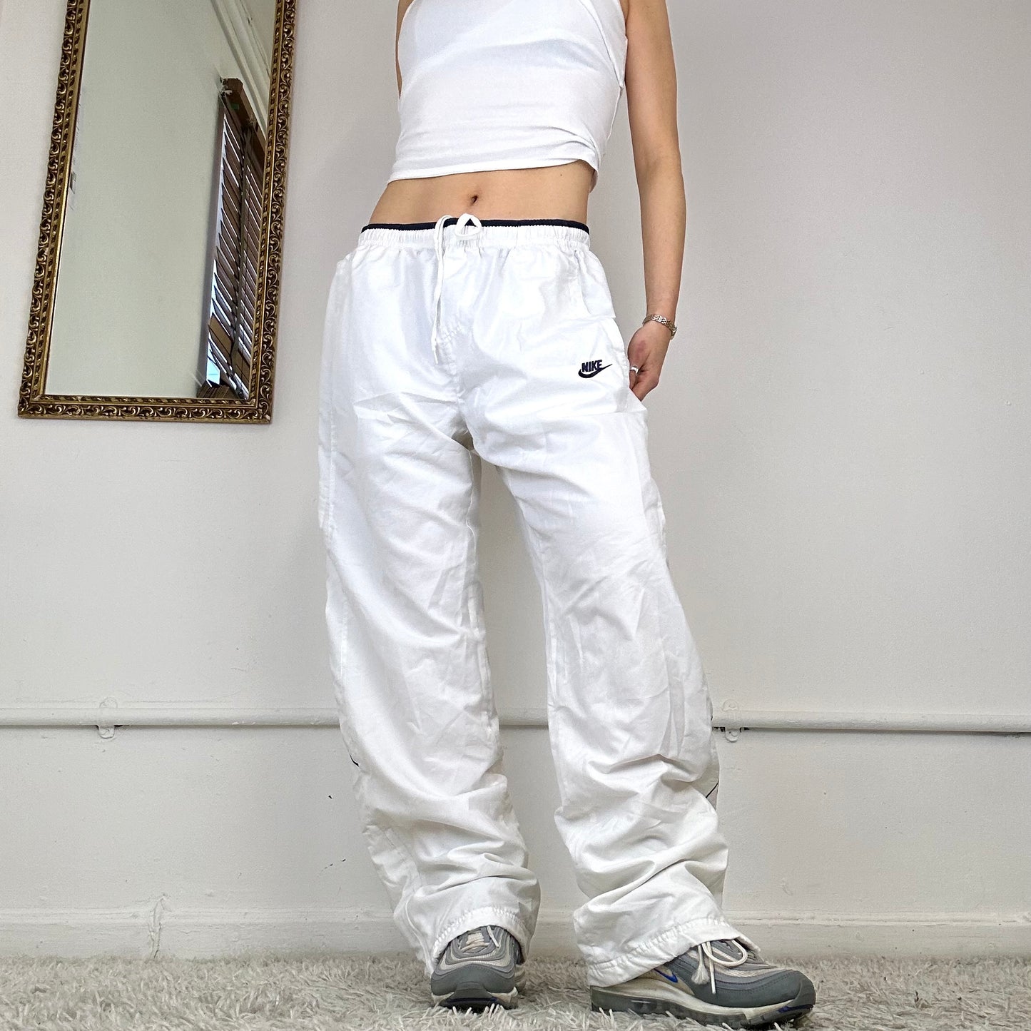 vintage white nike tracksuit bottoms