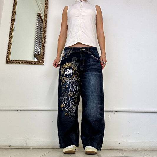 90's embroidered skate jeans by wrung