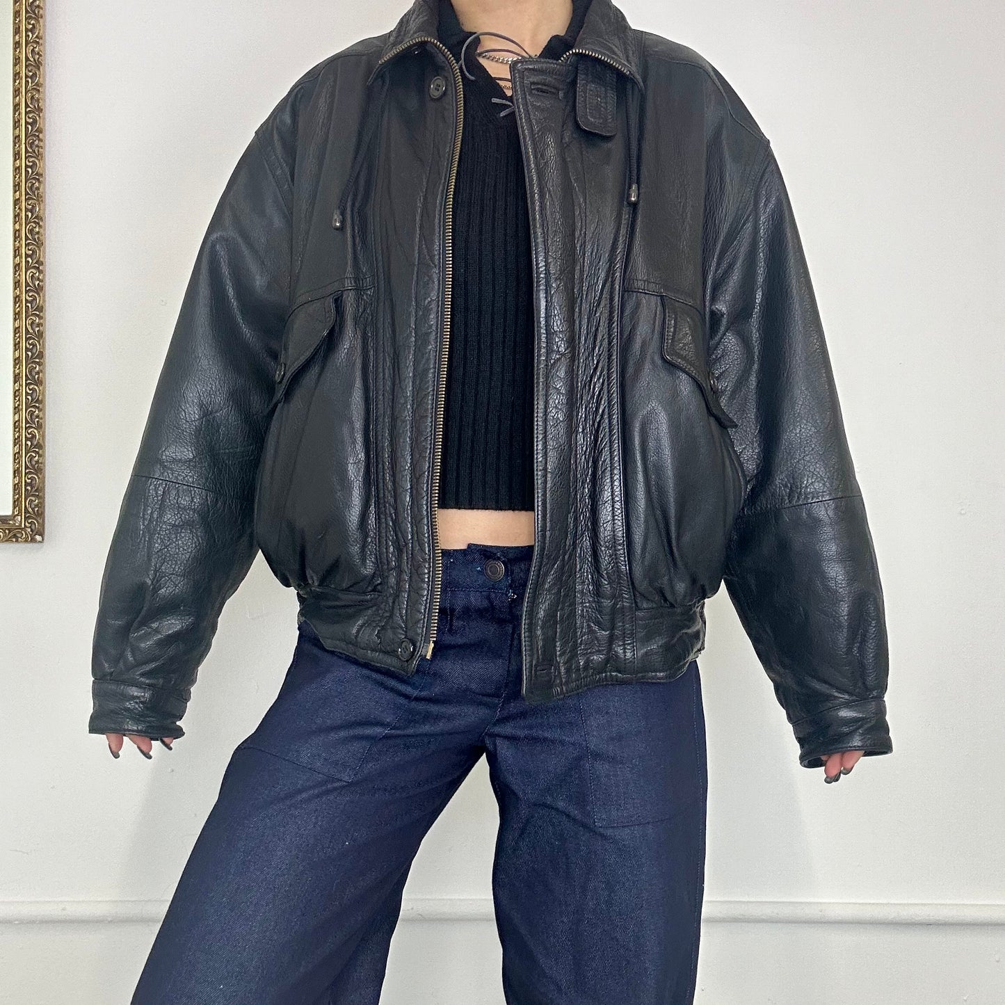 vintage leather bomber jacket