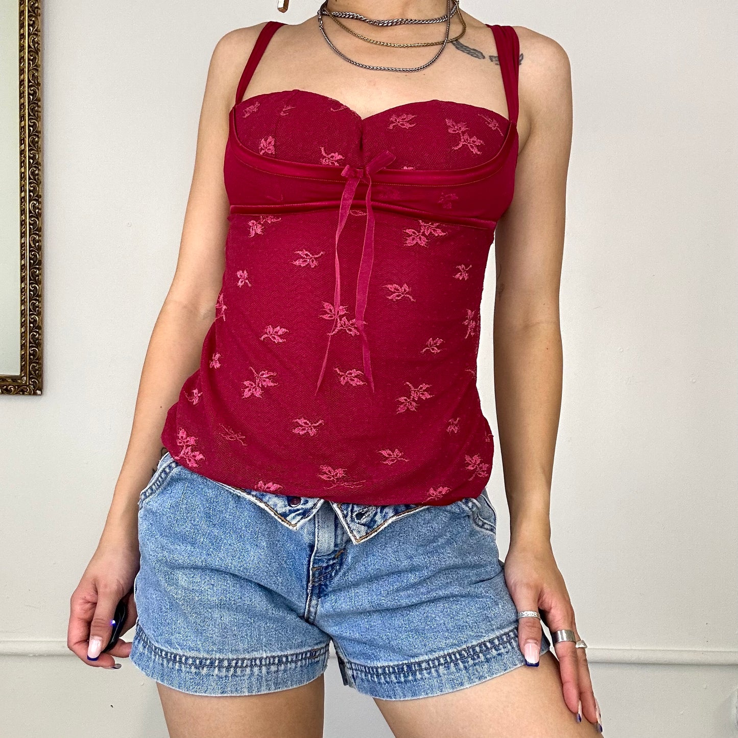 2000's lace corset top