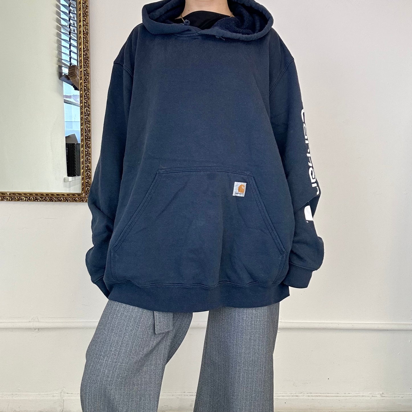 vintage carhartt navy oversized hoodie