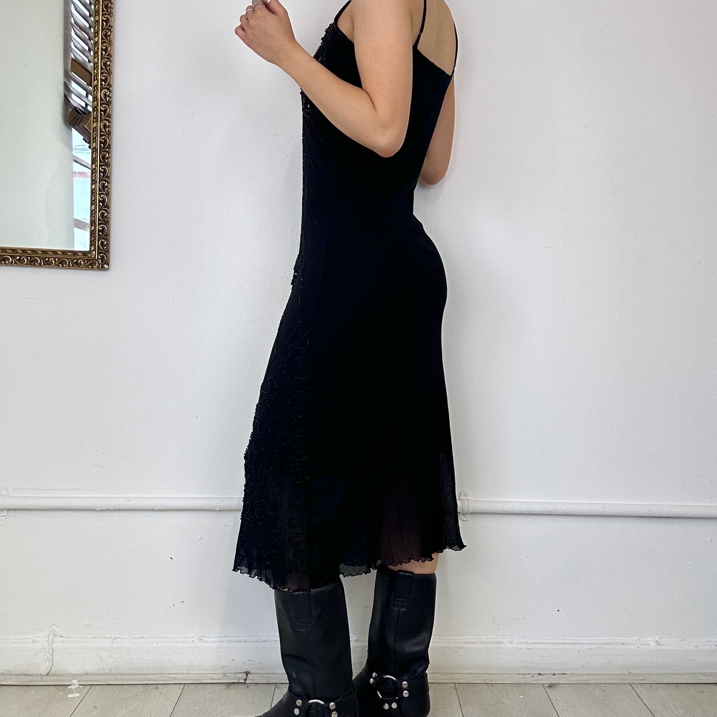 2000's black midi dress