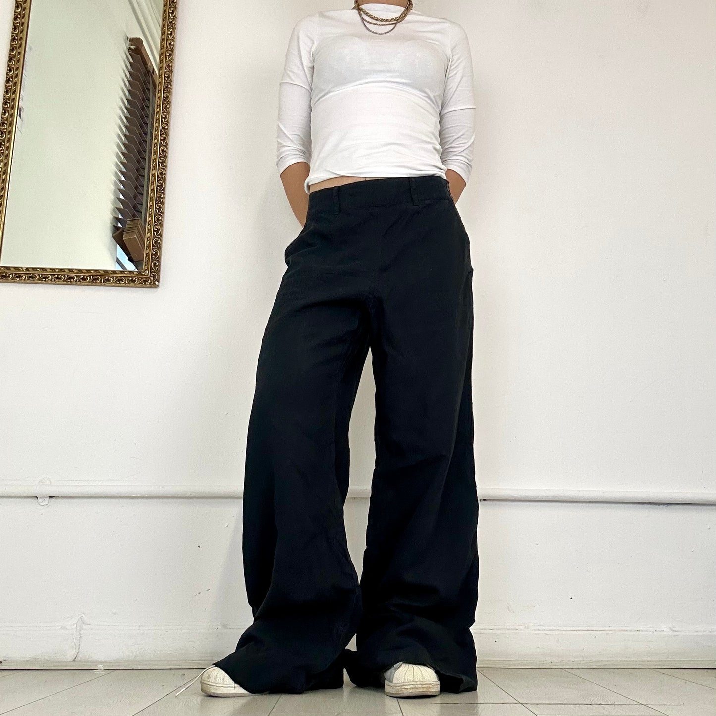 ralph lauren vintage wide leg linen trousers