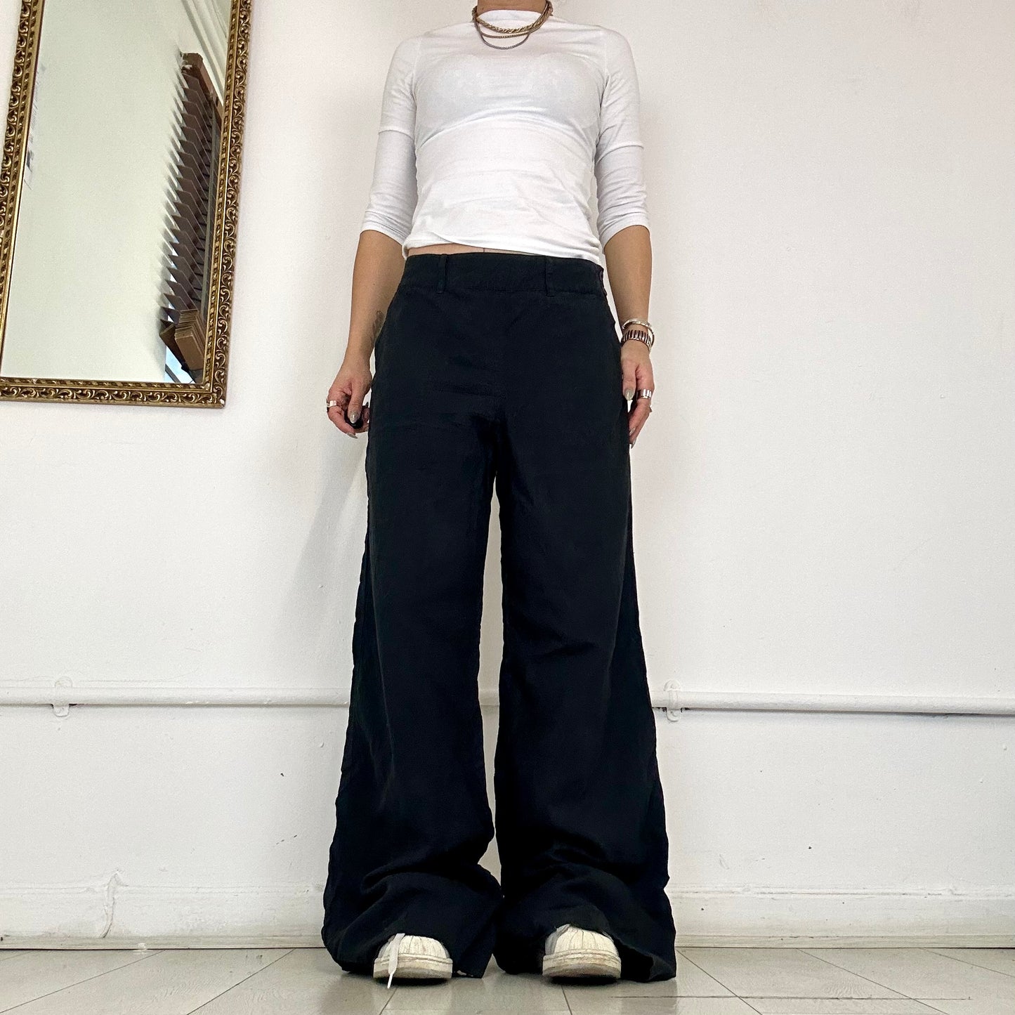 ralph lauren vintage wide leg linen trousers