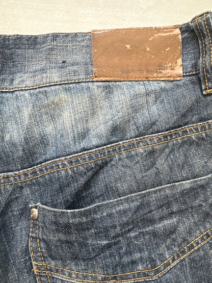 dark wash two tone jorts