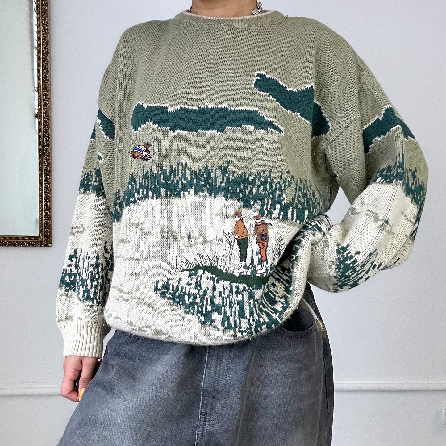 vintage landscape knit jumper